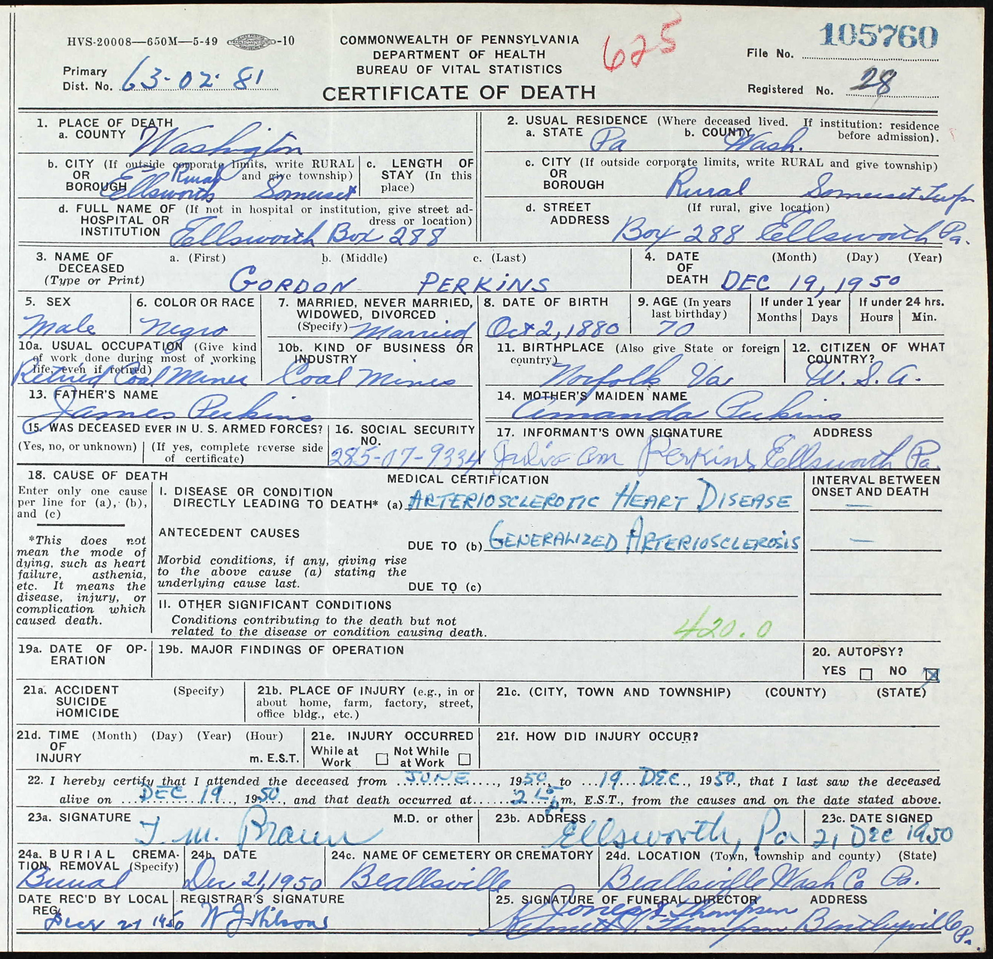 death certificate